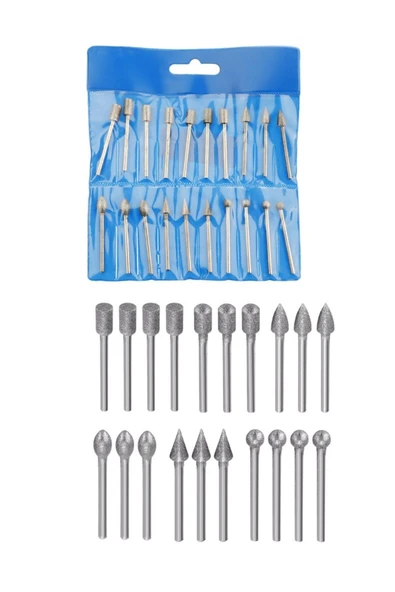 Depolife Elmas Uçlu Cam Işleme Delme Kesme Uç Seti Gri Cam Oyma Ve Şekillendirici 20 Parça - 7