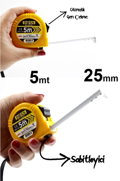 Depolife Açılı Kombine gönye Su Terazili 5 Metre Şerit Kumpas Seti Marangoz Mühendis Mimar El Alet Seti - Resim 3