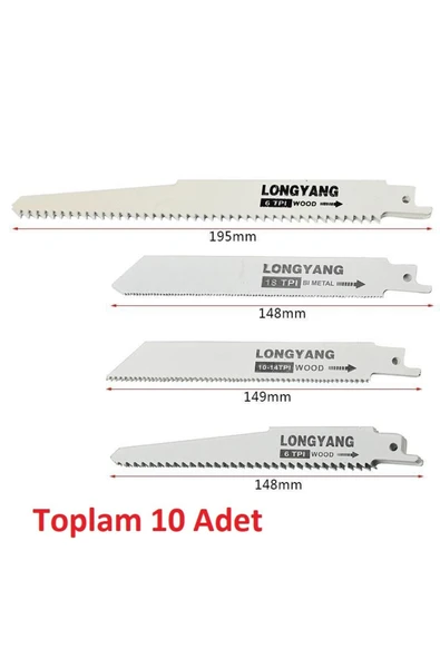 Depolife Tilki Kuyruğu Testeresi Seti 10 Parçalı Set Ahşap Metal Kemik Plastik Kesme Testere Ucu - Resim 2