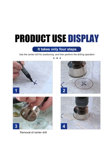 Depolife Mermer Granit Fayans Cam Yuvarlak Delme 42mm Matkap Uyumlu Elmaslı Boru Tipi Panc - Resim 7