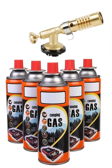 Depolife Tamirci Kaynak Şalama Pürmüzü Yüksek Alevli Metal Kafa Pürmüs Torch Ve 5li Kamp Gazı Seti 400ml - 2