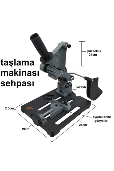 Depolife Açılı Kesme ve Taşlama Standı Avuç Taşlama Tezgahı Sehpası 115-125mm alüminyum stand - 3