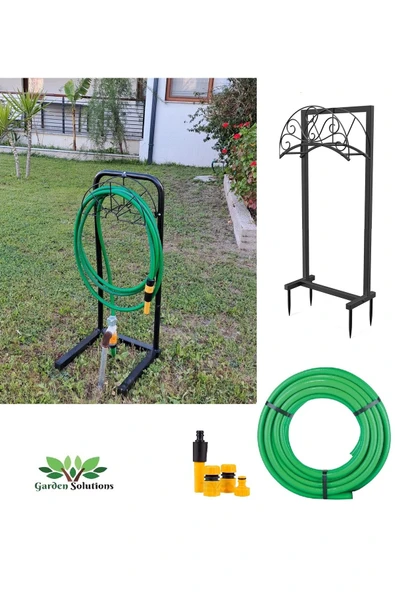 Depolife Hortum Toplama Aparatı Bahçe Su Hortumu Dolama Makarası Standlı Metal Hortum Dolama - 1