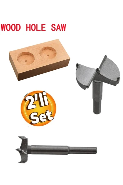 Depolife Ahşap Delme Panç Seti 35mm 70mm 2li Karot Set Matkap freze ucu Menteşe - 1