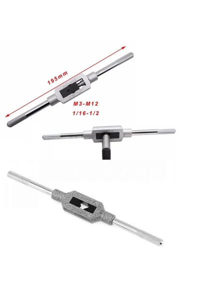 Depolife Klavuz Kolu M1-m8 Klavuz uç tutucu M3-m12 Helis Klavuz kol Takma Tornacı Ayarlı Kelebek Mengene - 7