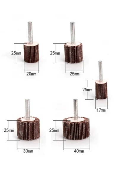Depolife Mop Zımpara Saplı Silindir Zımpara Seti 5 Parça 60 Kum Daire Zımpara Takımı Ahşap Metal Zımparalama - 6
