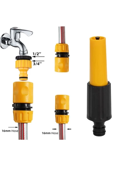 Depolife Bahçe Su Hortumu Ve Hortum Dolama Aparatı Fıskıye Tabanca Ek Aparatları Seti 20mt Askılı Hortum - 7