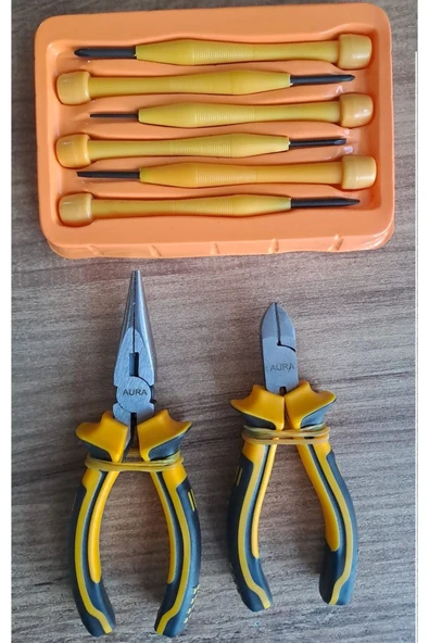 Depolife Mini garga burun Mini Yan Keski Pense 6 li Saatci Tornavida seti  Kargaburun düz yıldız tornavida - 2