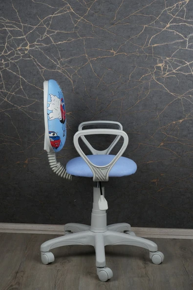 Depolife Çocuk Odası Sandalyesi Ders Çalışma Ofis Koltuğu Öğrenci Sandalye Beyaz Tekerli Yükseklik Ayarlı - 4