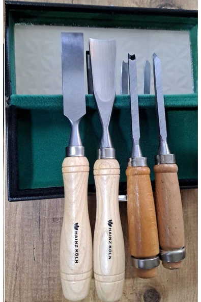 Depolife Ahşap Oyma iskarpela Kıvrık Alet seti Oval Düz Bükey Oyma yontma 4 lü Bıçak Seti Kuksa Kaşık Tas - 3