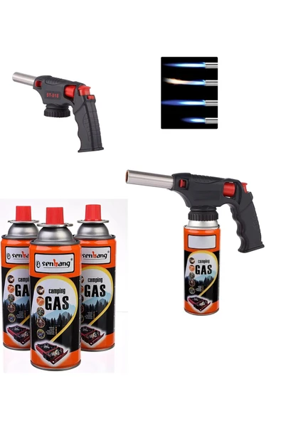 Depolife Tabanca Pürmüz Kafası Yüksek Alevli Torch 3 Adet Kamp Gazı Seti Alev Saplı çakmak Çakmaklı pürmüs - 4