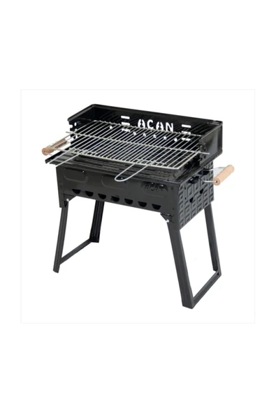 Açan Pervazlı Emaye Mangal P3 Battal Boy Barbekü Çift Kömürlü Izgara Katlanır Ayaklı 27x51cm - 2