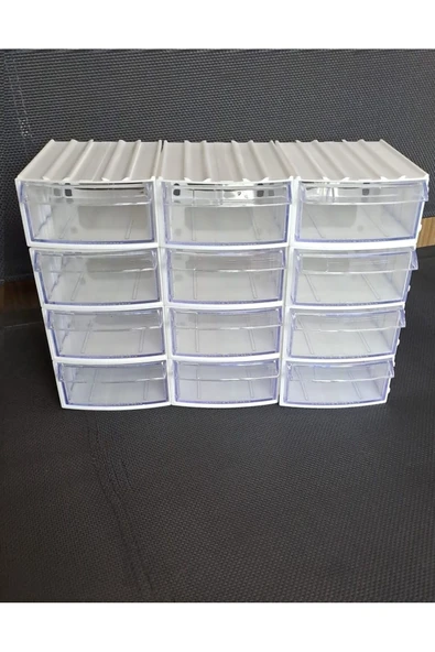 Depolife Şeffaf Çekmeceli Organizer Kutu 12 Kutu Dremel Gravür Boncuk Mücevher Saklama Kutusu düzenleyici - 4