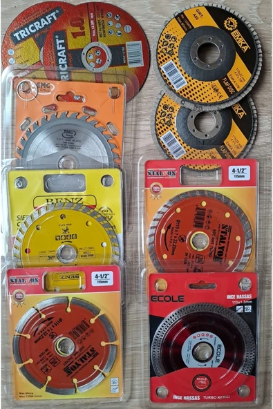 Depolife Ahşap Metal Mermer Granit Seramik kesici disk Seti Kesme Zımparalama Daire Disk Bıçak Takımı 115mm - 2