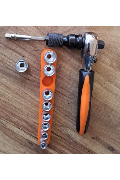 Depolife Fonksiyonel 1/2 ve 3/4 Cırcır Kollu Lokma seti 12 Parça Lokma Anahtar Takımı Somun Sökme adaptörlü - 1