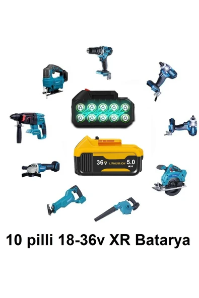Depolife Şarjlı Matkap Için Yedek Batarya 18v 21v 36v Volt Şarjlı Makine Aküsü 10lu 18650 pil grubu 5.0 Amper - 4