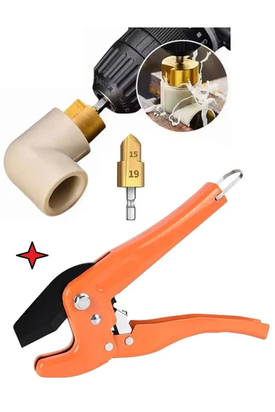 Depolife Sıhhi Tesisatçı Boru Kesme Makası PPRC Plastik Su Borusu Tamir Aparatı Delme Onarma Havşa Raybama - 1