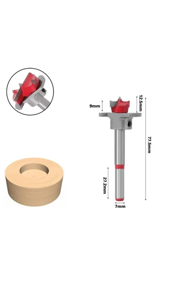 Depolife Ahşap Freze Ucu 25mm Panç Karot Stoperli Matkap Yuvarlak Açma Bıçağı Derinlik Ayarlı Panc Bıçak - Resim 5
