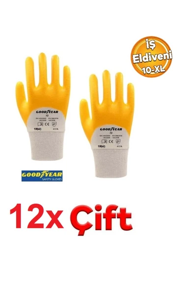 Depolife Goodyear F2 Nitril Full Kaplama Eldiven Kalın Nitrit kaplama Sızdırmaz 12 çift Xl - 1