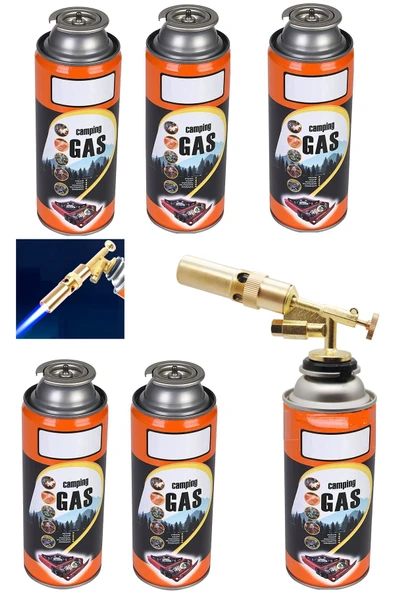 Depolife Tamirci Kaynak Şalama Pürmüz Yüksek Alevli Çakmak Metal Kafa Pürmüs 5li Kamp Gazı Çakmaklı Torch Set - 1