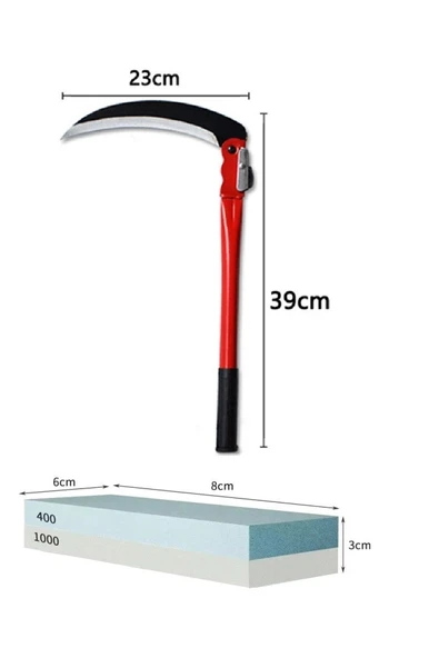 Depolife Tırpan Orak Ve Bileme Tırpan Taşı Seti El Tipi Çim Ekin Sap Saman Biçme Aleti Katlanabilir Saplı - 2