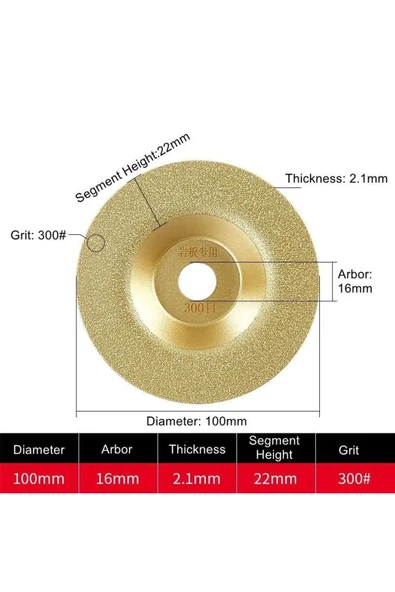 Depolife Titanyum Elmas Taşlama Zımparalama diski Cam Granit Mermer Pah Kesme Matal Bileme Silindiri 100mm - 2