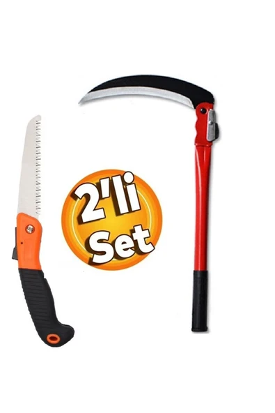 Depolife Katlanır Tırpan Çim Ot Çalı Ağaç Dal Kesme Budama Testere Bahçe Orağı Ve Katlanır Testere - 1
