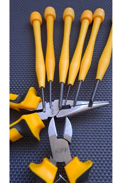 Depolife Mini garga burun Mini Yan Keski Pense 6 li Saatci Tornavida seti Kargaburun düz yıldız tornavida - 3