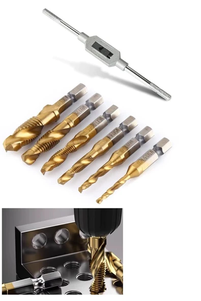 Depolife Klavuz Seti Bits sapı Matkap veya Kılavuz Kol ile kullanım M3 M4 M5 M6 M8 M10 Ahşap metal derlin pah ürün görseli