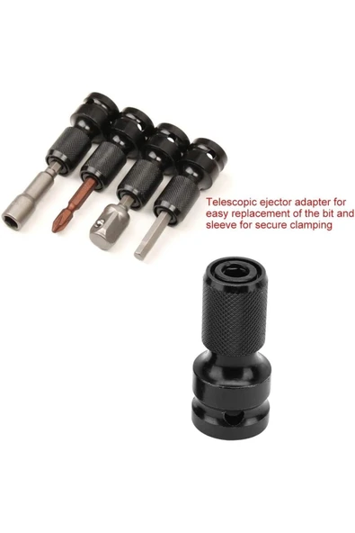 Depolife Torklu bijon Somun Sökme Darbeli Matkap için Bits altıgen Adaptör 4lü Set Yaylı Ağır hizmet Mandreni - 2