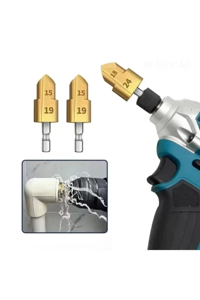 Depolife Pvc Boru Raybası Ağır Hizmet Tipi Boru Raybalama Matkap Uçları 3 Parça Kutulu Boru Pah Çapak Alma ürün görseli