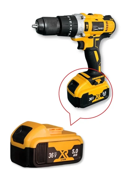 Depolife Şarjlı Matkap Için Yedek Batarya 18v 21v 36v Volt Şarjlı Makine Aküsü 10lu 18650 pil grubu 5.0 Amper - 1