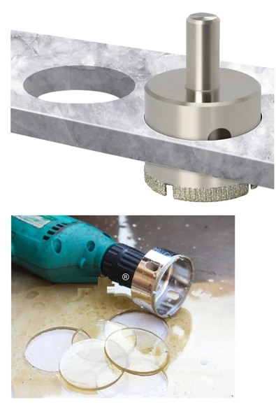 Depolife Mermer Granit Fayans Cam Yuvarlak Delme 42mm Matkap Uyumlu Elmaslı Boru Tipi Panc - Resim 6