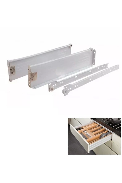 Depolife YANAKLI ÇEKMECE RAYI Metal Kenarlı Mutfak çekmece - 2