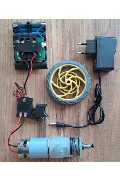 Depolife Motor Tork Dişli Hız Kontrol Tetiği Batarya Şarj Cihazı Tekerlek Proje Okul Ödev Scooter Araç Imalat - 4