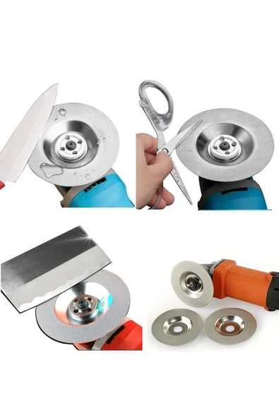 Depolife Bıçak Satır Makas Bileme Diski Elmas Zımparalama Silindiri 100mm Avuç Taşlama Uyumlu Islak Kuru