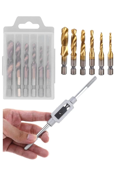 Depolife Klavuz Seti Bits sapı Matkap veya Kılavuz Kol ile kullanım M3 M4 M5 M6 M8 M10 Ahşap metal derlin pah - Resim 4