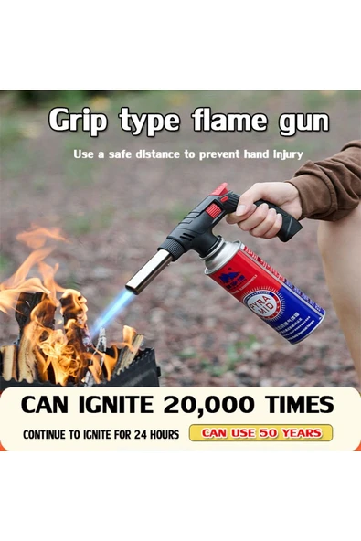 Depolife Kamp Gazlı Yüksek Alevli Pürmüz Seti 3 lü Kamp Gazı ve Tabanca Pürmüz Derece Ayarlanabilir Çakmaklı - 6