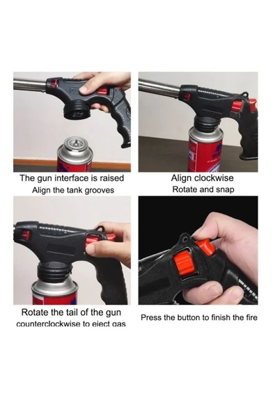 Depolife Kamp Gazlı Yüksek Alevli Pürmüz Seti 3 lü Kamp Gazı ve Tabanca Pürmüz Derece Ayarlanabilir Çakmaklı - 5