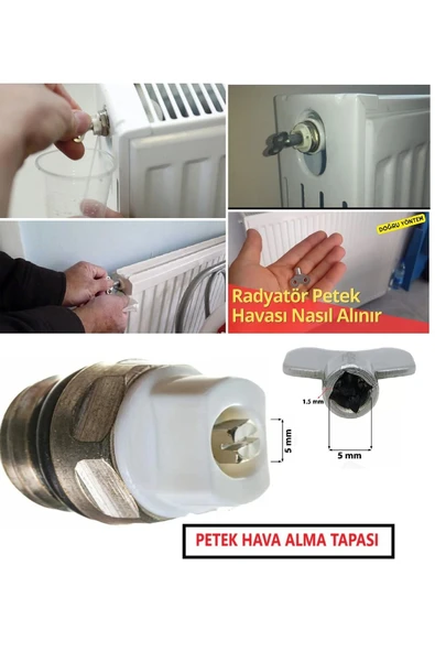 Depolife Kalorifer Hava alma Anahtarı Petek Radyatör Havlupan Havasını Almak için Purjör Anahtarı - 4
