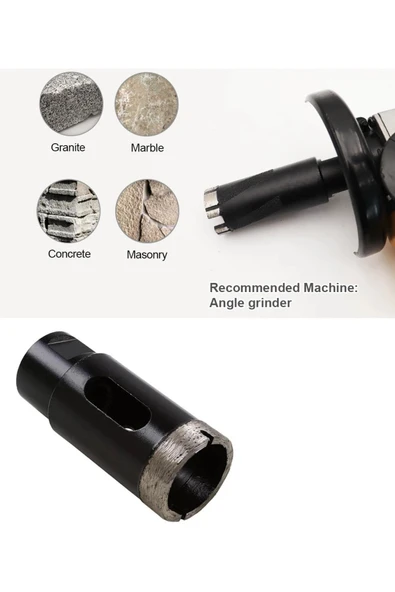 Depolife Boru Tipi Mermer Fayans Beton Granit Delme 18mm Avuç Taşlama Uyumlu Karot Uç Panc