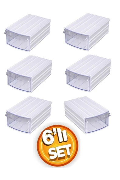 Depolife Şeffaf Çekmeceli Organizer Kutu 6 Kutu Dremel Gravür Boncuk Mücevher Saklama Kutusu düzenleyici - 1