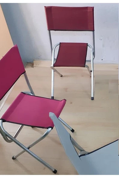 Depolife Katlanır Balıkçı Taburesi Piknik Deniz Plaj Doğa Araç Bagajı Için Ideal Sırt Dayanmalı Kırmızı - 5