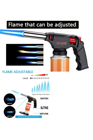 Depolife Tabanca Pürmüz Kafası Yüksek Alevli Torch Kafa 1500 Derce yüksek Alev Saplı çakmak Kamp gazı uyumlu - 6