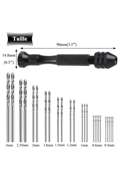 Depolife Mini El matkap 25li matkap ucu 0,5 – 3,0 mm Hassas el matkabı seti metal ahşap kuyumcu model yapımı - 3