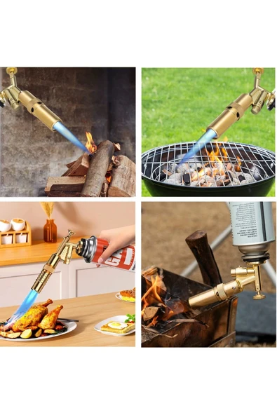 Depolife Şaloma Metal Pürmüz Başlık ve 3 adet Gaz Seti Tamirci Kaynak Çakmağı Çakmaklı Pürmüz Kafası Torch - Resim 3