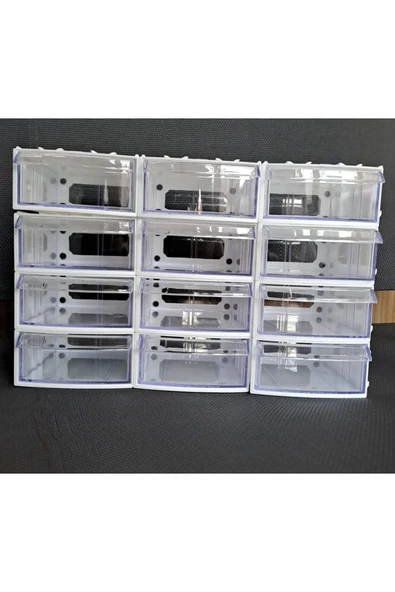 Depolife Şeffaf Çekmeceli Organizer Kutu 12 Kutu Dremel Gravür Boncuk Mücevher Saklama Kutusu düzenleyici - 3