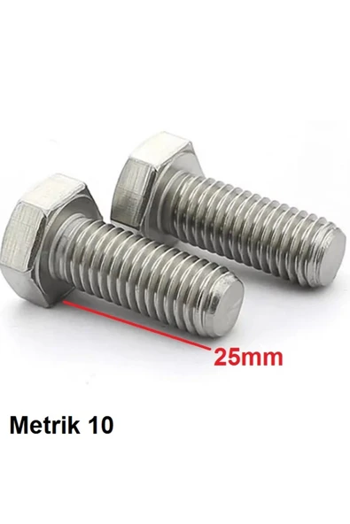 Depolife Vida Ve Somun Seti 8 Adet Metrik 10 Vida Ve M10 Somunu Kromajlı Paslanmaz Altıgen Başlıklı - 3