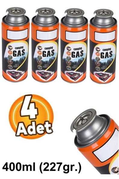 Depolife Çakmaklı Metal Pürmüz Kamp Gazı Kartuşlu Piknik Kamp Mangal Mutfak için 4 Adet 400ml Gaz ve Başlık - 3