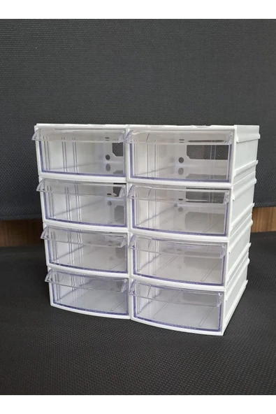 Depolife Şeffaf Çekmeceli Organizer Kutu 8 Kutu Dremel Gravür Boncuk Mücevher Saklama Kutusu düzenleyici - 5